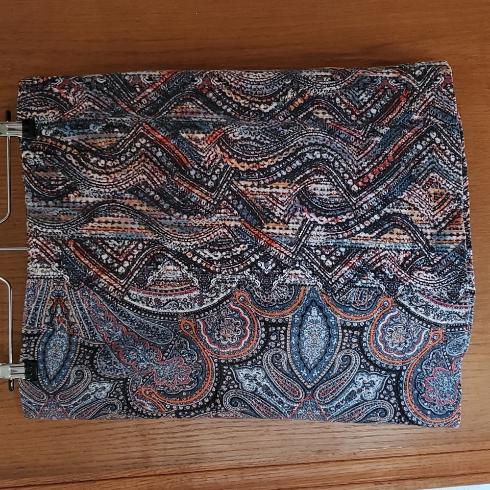 J. JILL ~ BREEZE Paisley Elastic Waist Ponte Pencil Skirt M